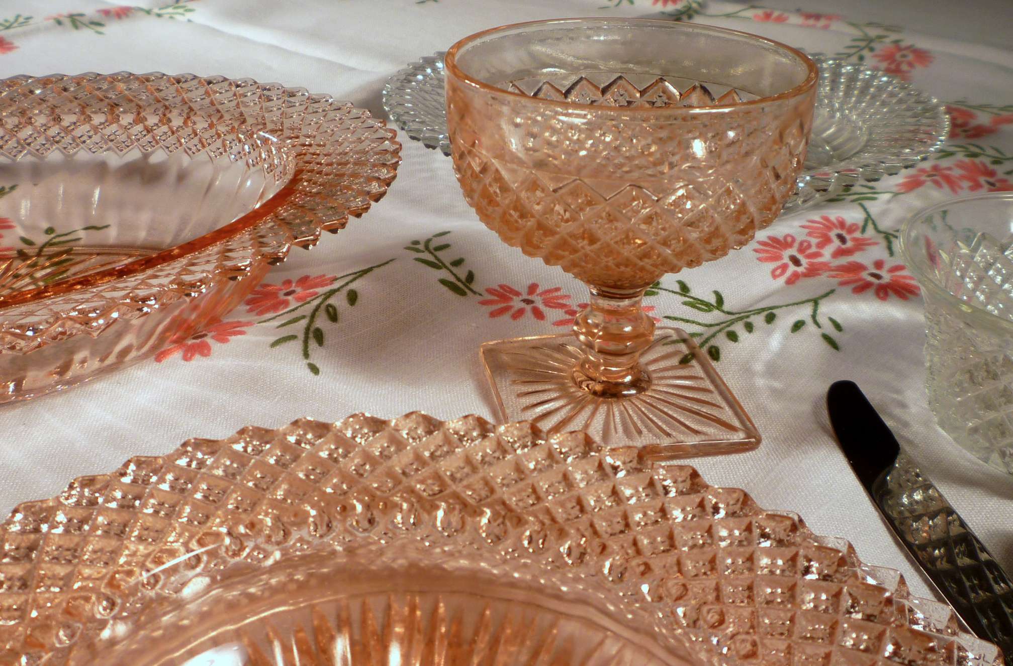 Mostly Pink Miss America Depression Glass Tablescape Thursday