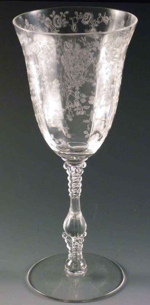 Fancy Friday Rose Point Etched Vintage Goblets with Karen