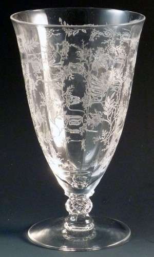ETCHED Iced Tea Glass Tumbler Fostoria CHINTZ 