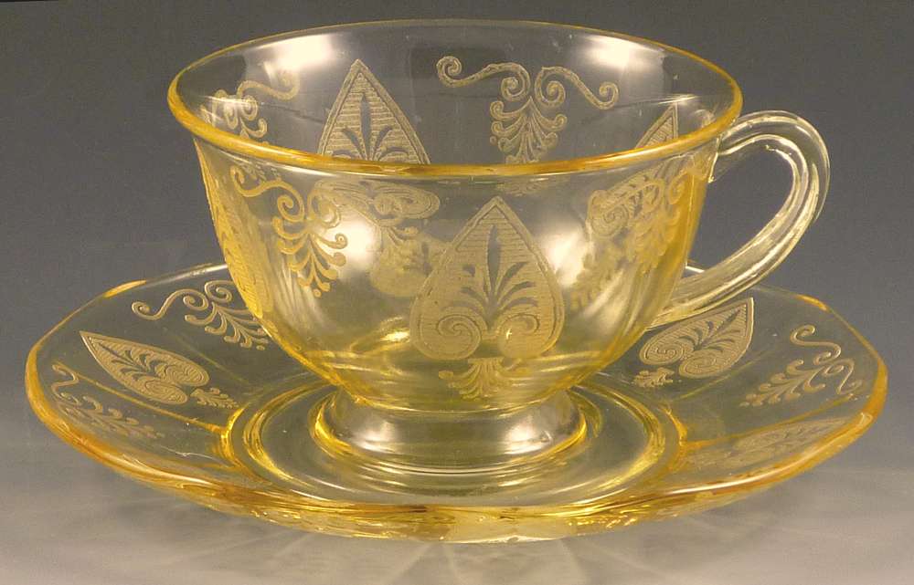 Fostoria Glass Trojan Topaz Cup & Saucer.