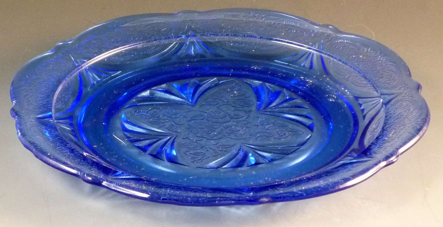 Royal Lace Blue Depression Glass Plate.