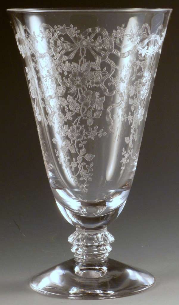 Pure Vintage! Floral Depression Glass Cone Shaped Footed Tumblers