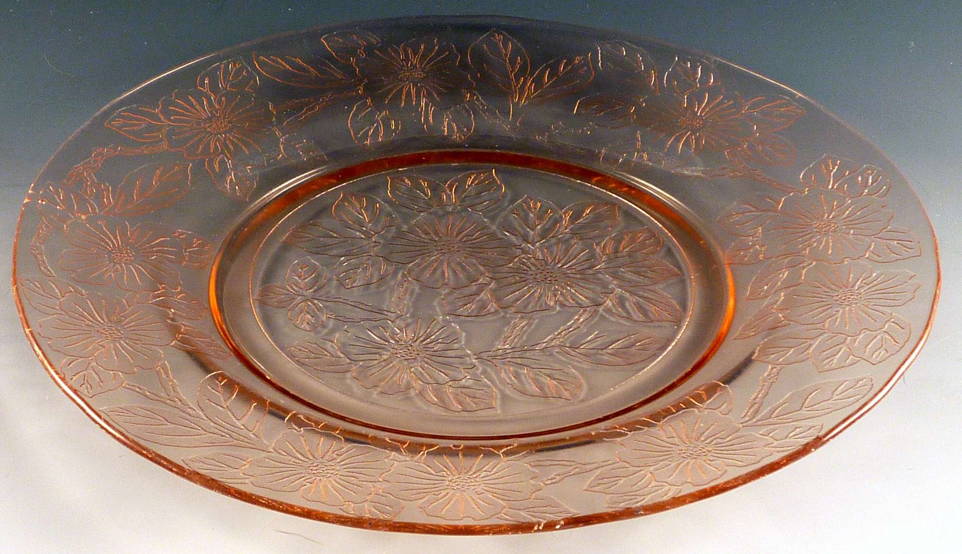 Glass Pick Of The Week Dogwood Pink Depression Glass Dinner Plates