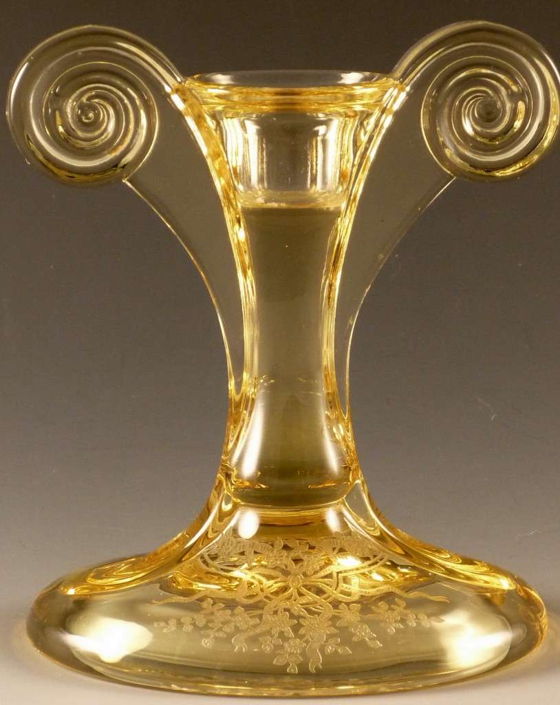 Glass Pick of the Week Fostoria June Candle Holder Art Deco Scroll