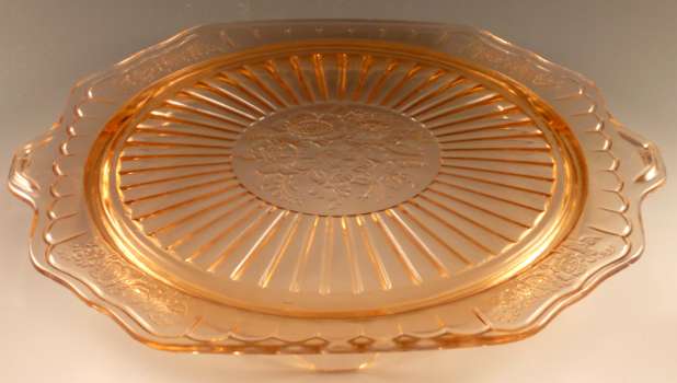 Balda Etched Glass Cake Salver Cake Plate Central Glass Etched Serving Plat...