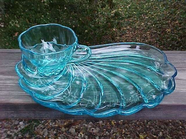 Azure/Willow Blue Light 8“ Depression Glass Salad/Luncheon Plate s 