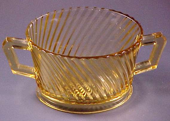 Depression Glass Amber Creamer and Sugar Serving Set in the Diana Pattern